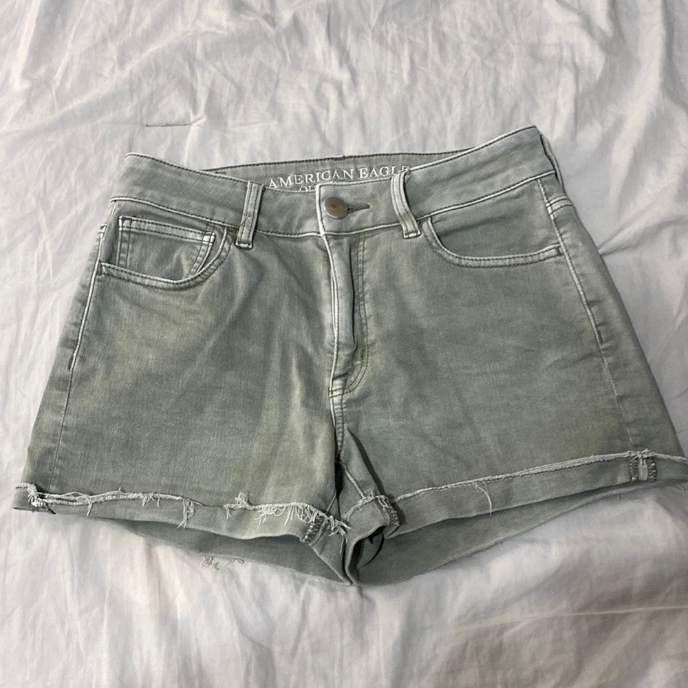 American eagle high waisted light green cuffed shorts. Size 2
